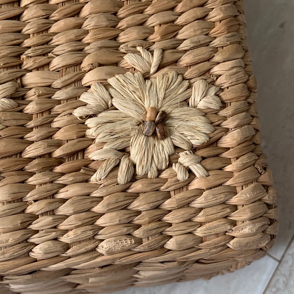 Vintage 90s Esprit Natural Woven Floral Tote Bag - Picture 3 of 8